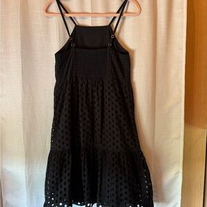 LOFT Black Eyelet Midi Dress